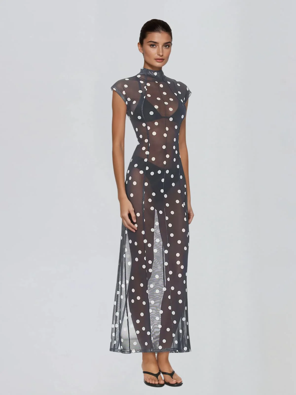 Uraelyth Sleeveless Dot Maxi Dress - Image 2