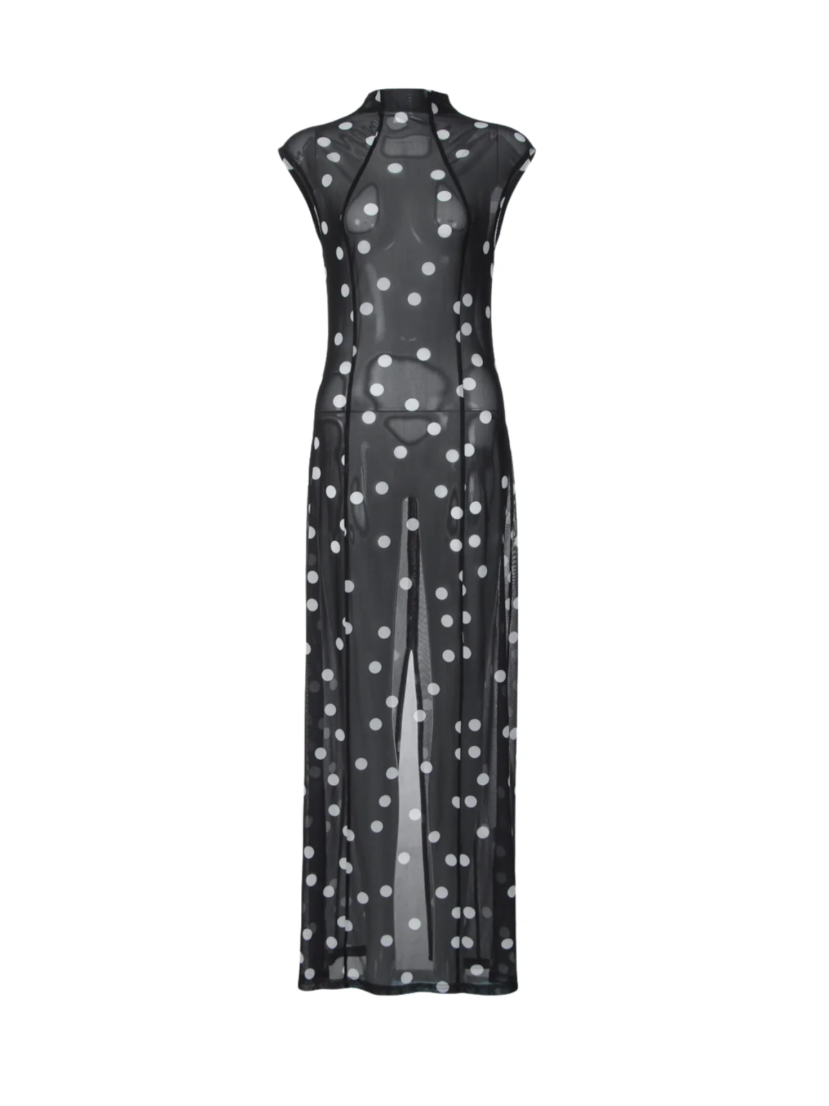 Uraelyth Sleeveless Dot Maxi Dress - Image 4