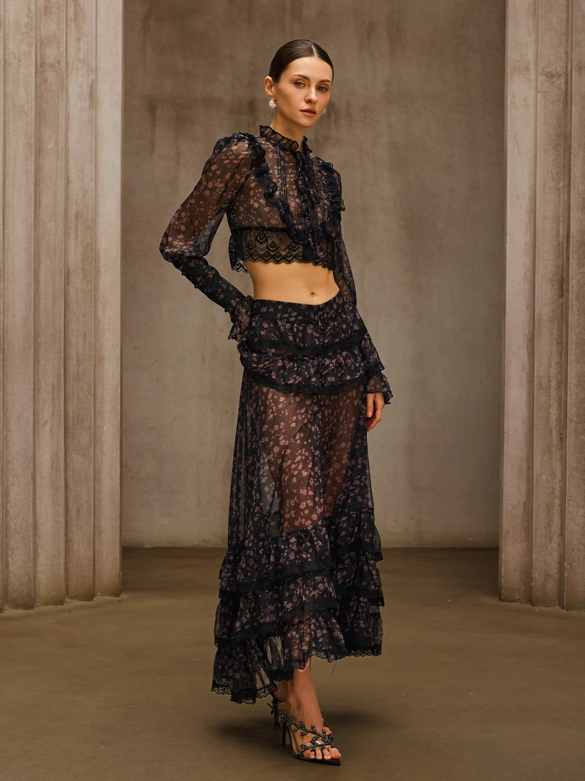Uvionyx Ruffle Floral Split Skirt Set - Image 5