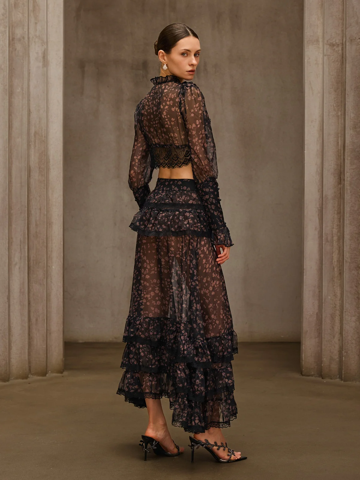 Uvionyx Ruffle Floral Split Skirt Set - Image 7