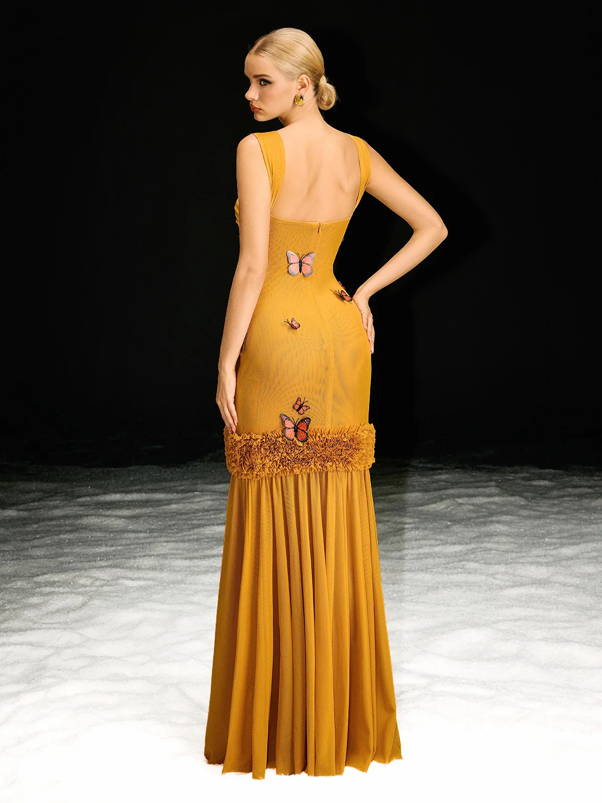 Uzgoth Cutout Butterfly Mesh Maxi Dress - Image 6