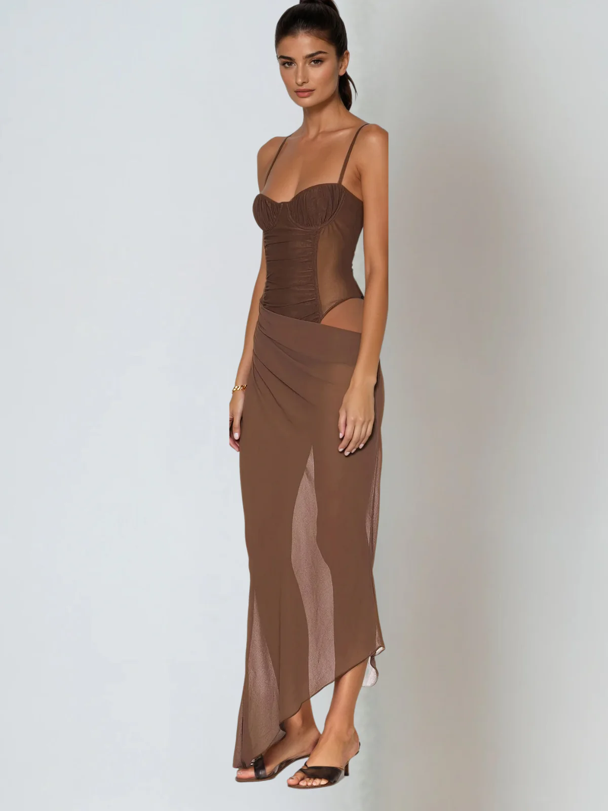 Uzzar Spaghetti Mesh Maxi Dress - Image 2