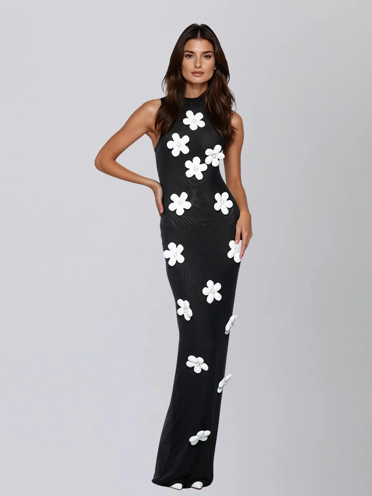 Vaelox Halterneck Flower Maxi Dress