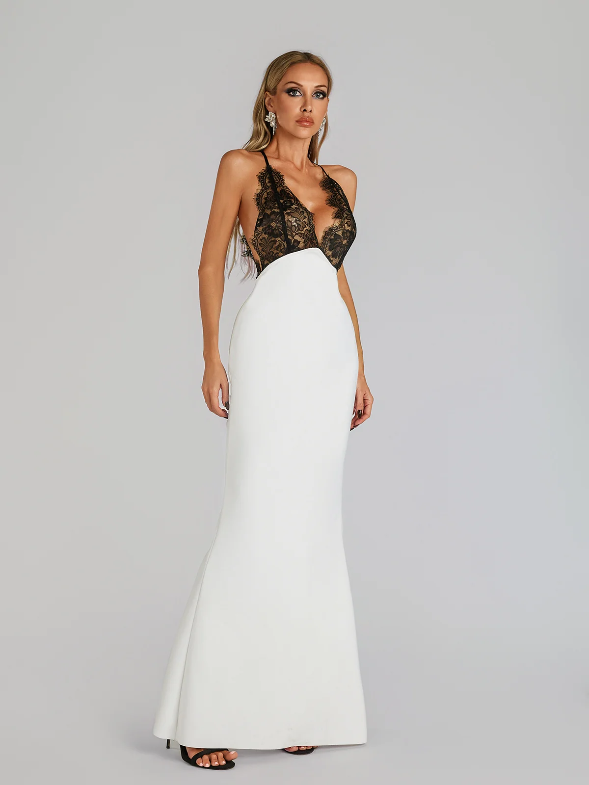 Vazvara Halterneck Lace Maxi Dress In White - Image 5