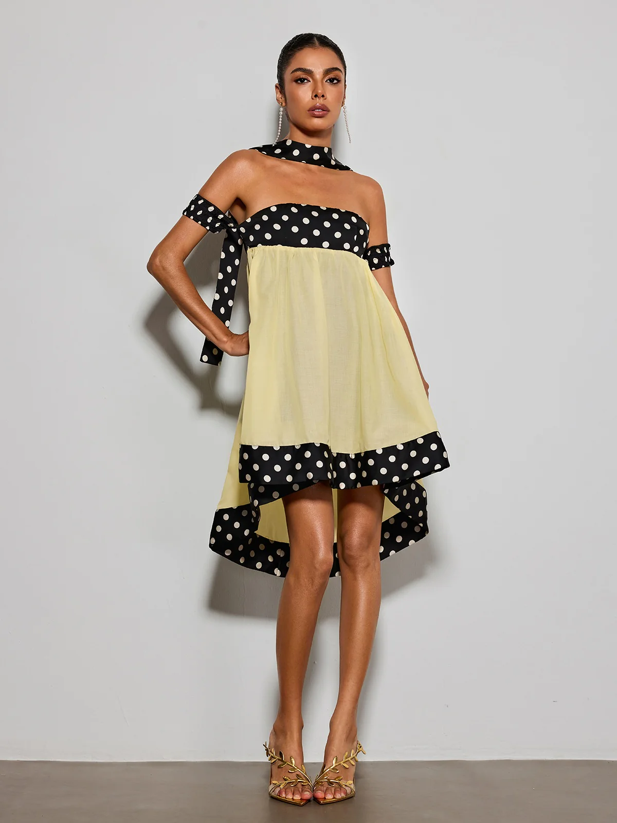 Velvandis Off Shoulder Dot Mini Dress - Image 2