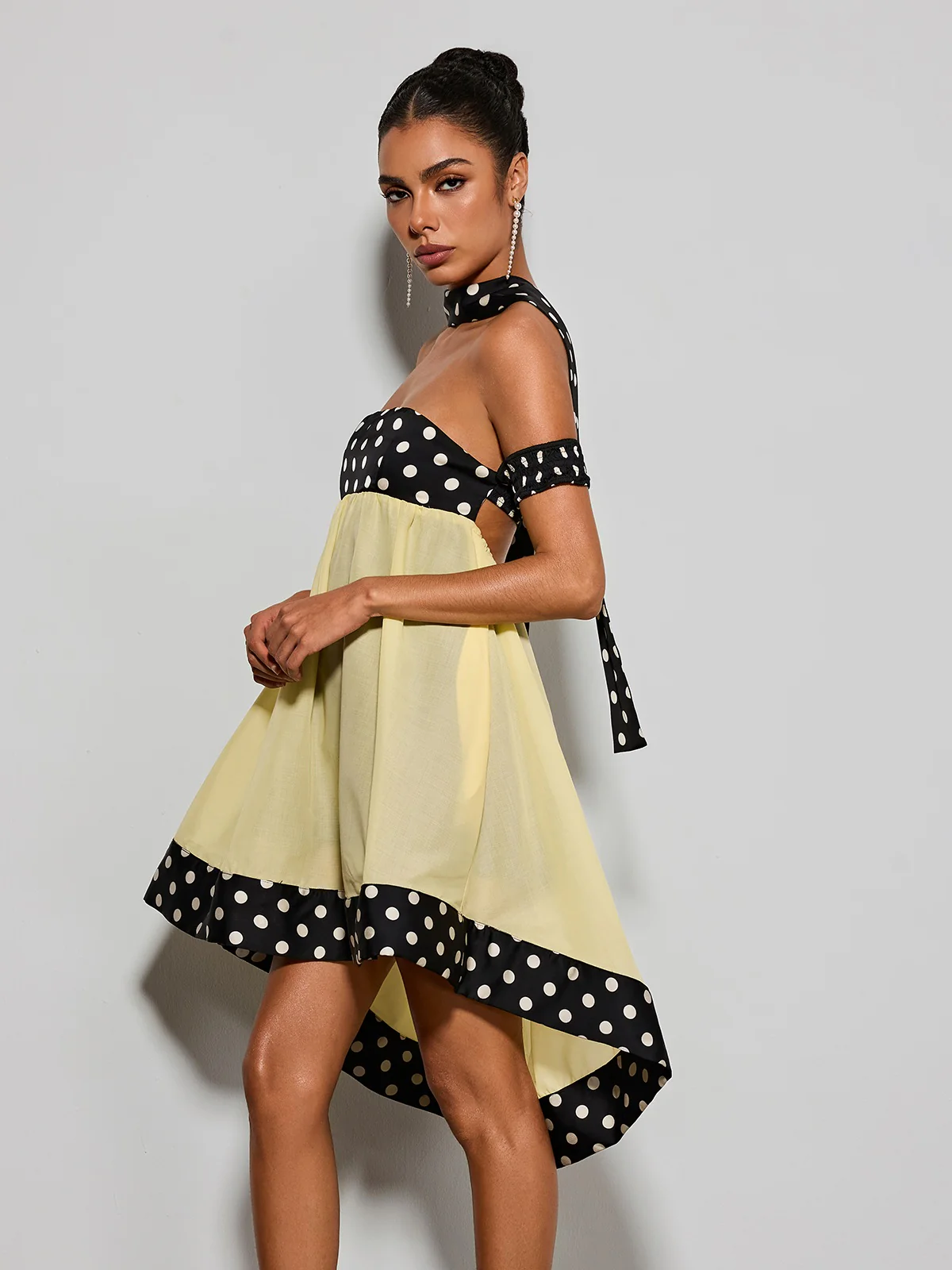 Velvandis Off Shoulder Dot Mini Dress - Image 3