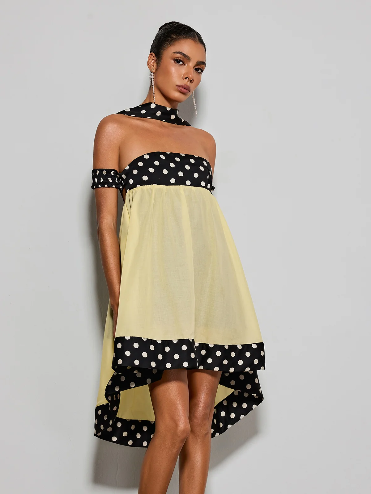 Velvandis Off Shoulder Dot Mini Dress - Image 4