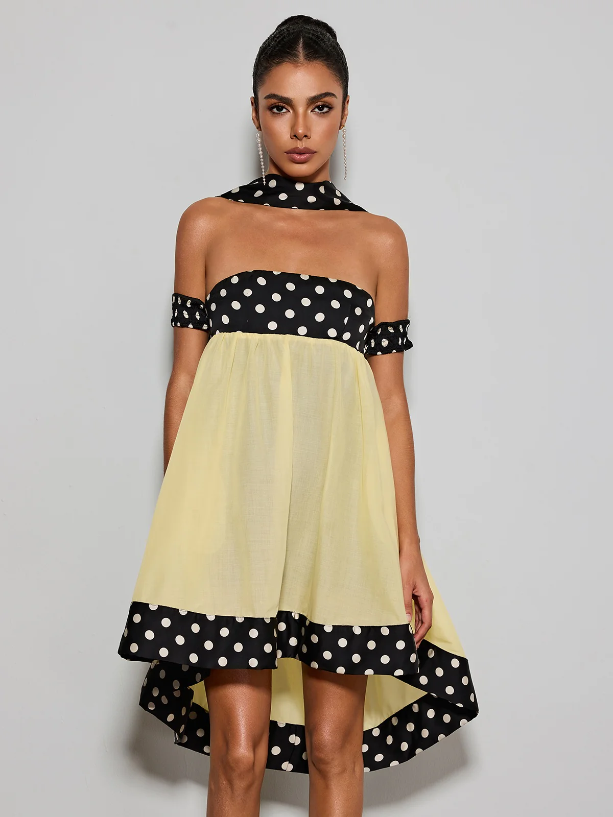 Velvandis Off Shoulder Dot Mini Dress - Image 5