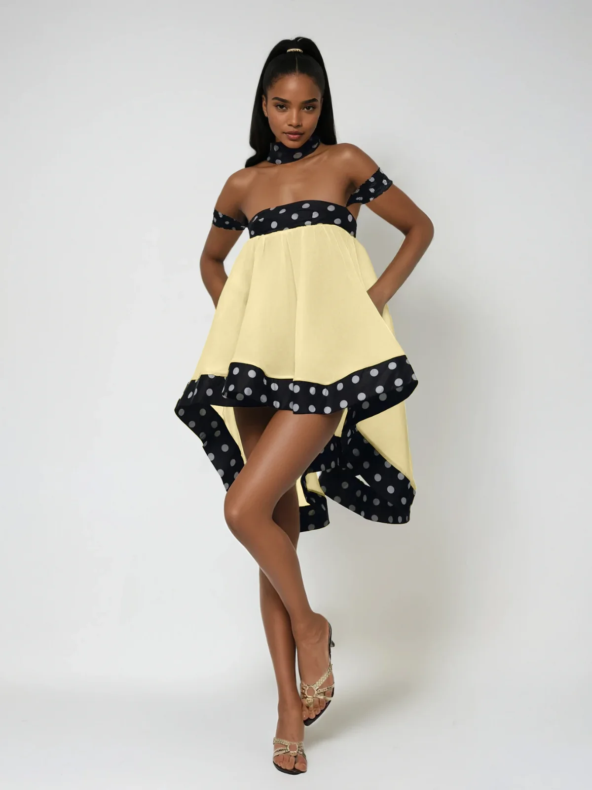 Velvandis Off Shoulder Dot Mini Dress - Image 2