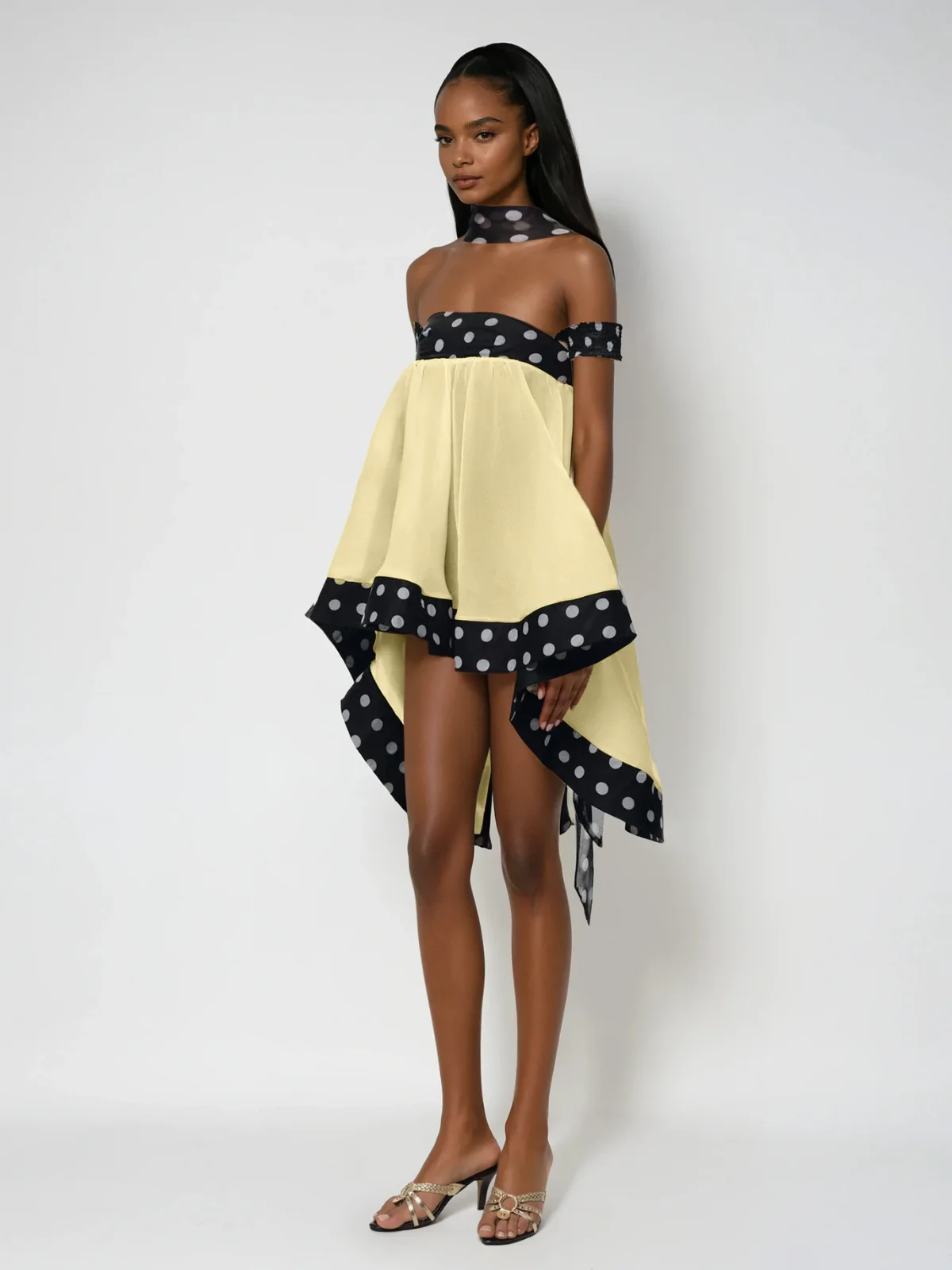Velvandis Off Shoulder Dot Mini Dress - Image 4