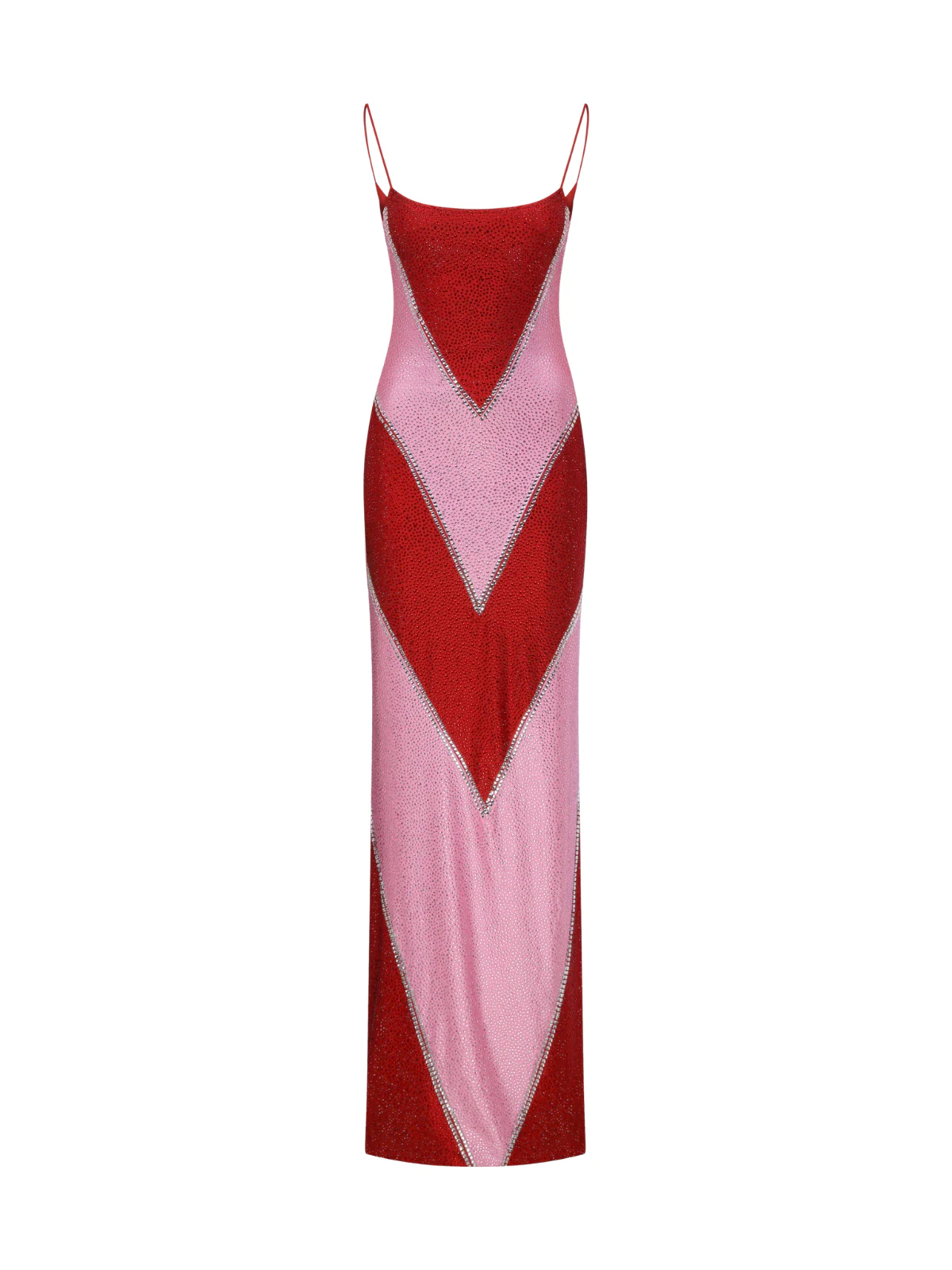 Velyqen Spaghetti Rhinestone Maxi Dress In Red - Image 4