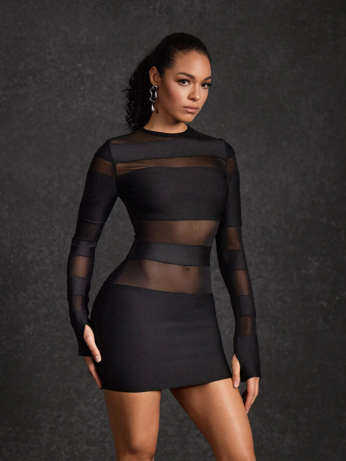Velythar Long Sleeve Stripe Mini Dress - Image 5