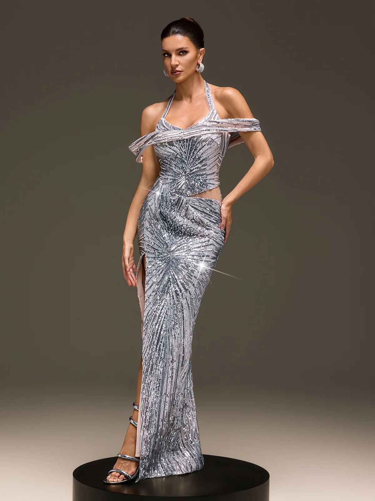 Veylith Halterneck Sequin Split Dress - Image 4