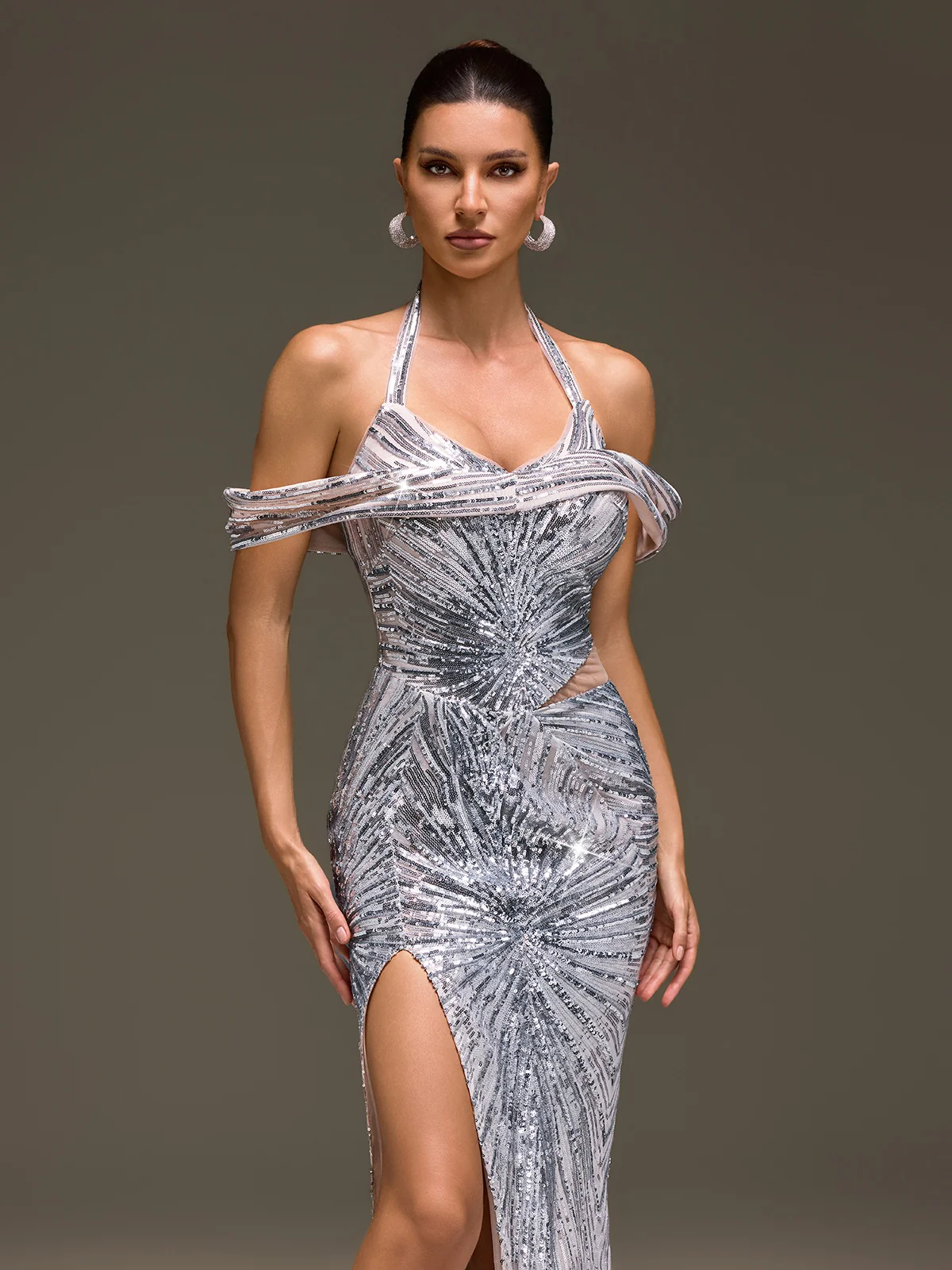 Veylith Halterneck Sequin Split Dress - Image 5