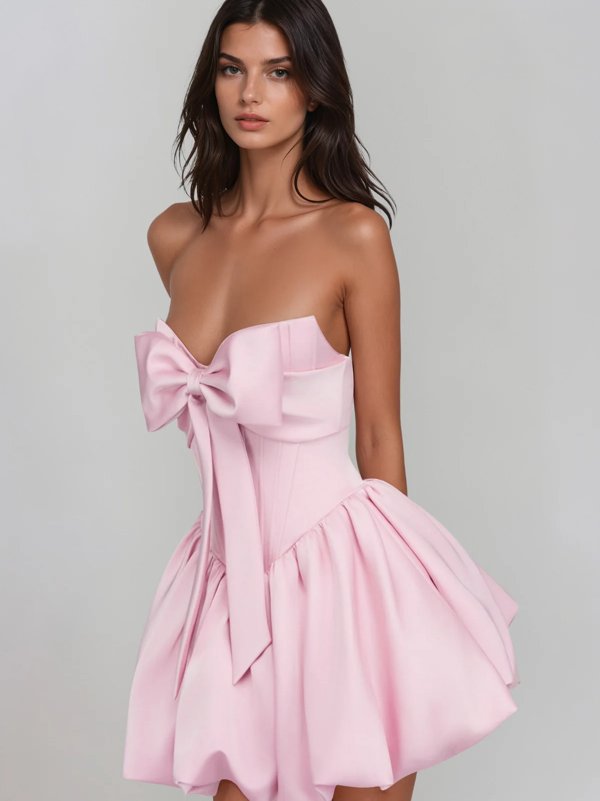 Wevionx Strapless Bow Bubble Mini Dress - Image 3