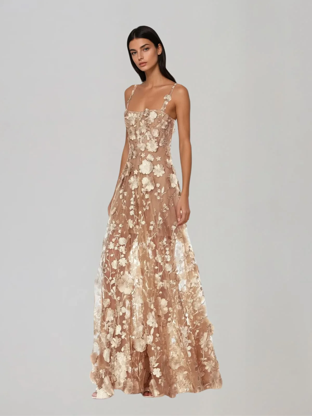 Woreth Spaghetti Floral Flared Maxi Dress - Image 2