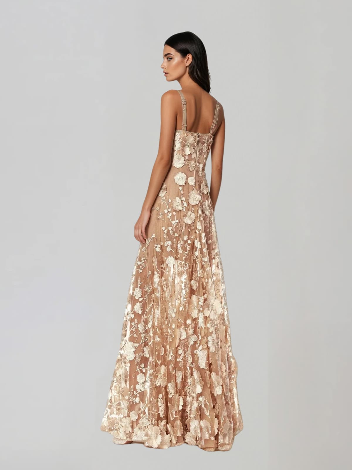 Woreth Spaghetti Floral Flared Maxi Dress - Image 3