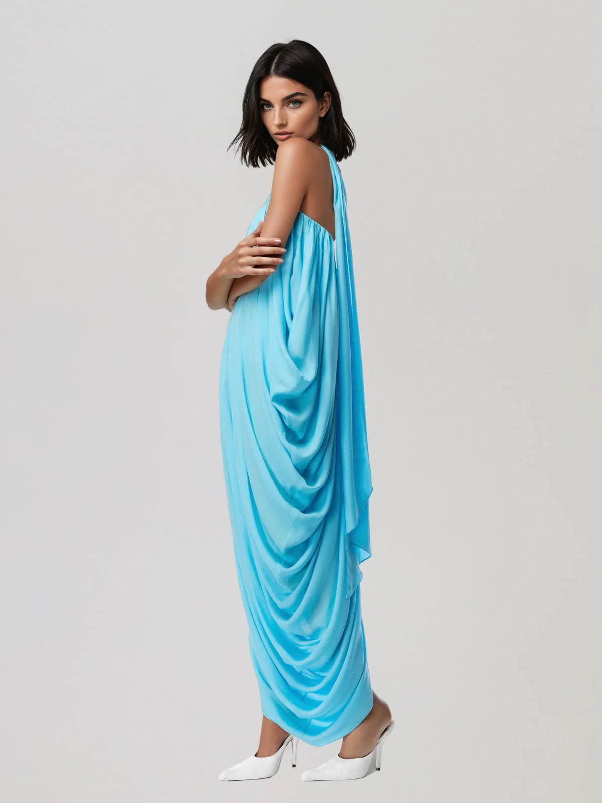 Yevionx Scarf Draped Split Maxi Dress - Image 2