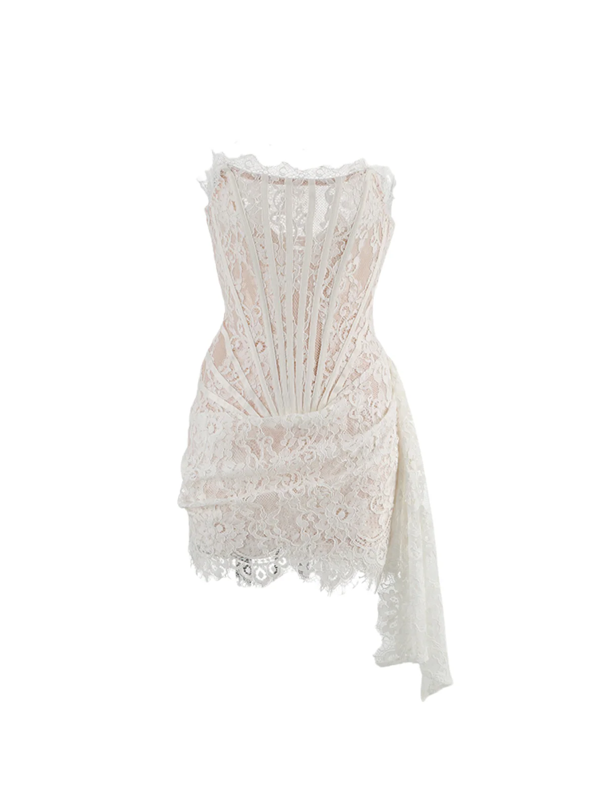 Yolita Strapless Lace Dress In White - Image 6