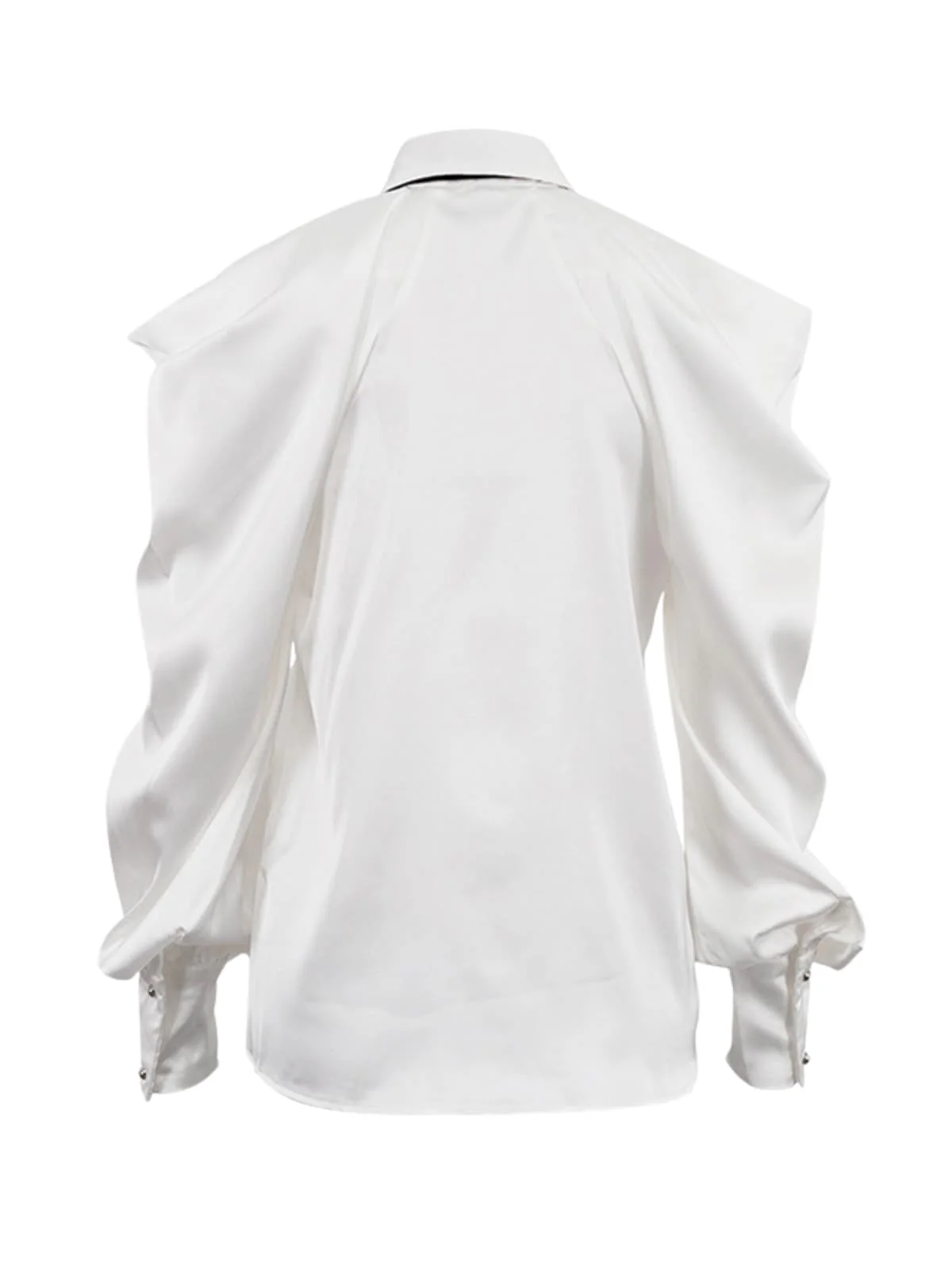 Yvara Folded Collar Tie Satin Shirt - Image 7