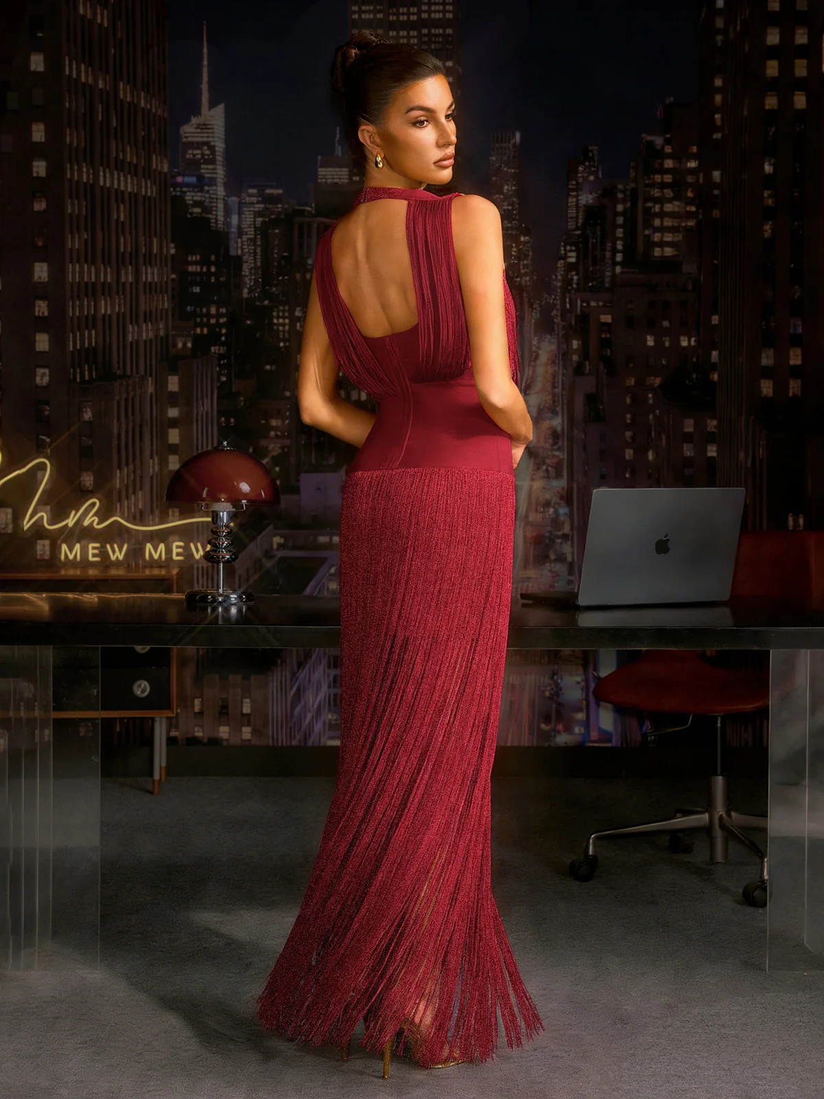 Zavelyn Fringe Bandage Maxi Dress In Red - Image 6