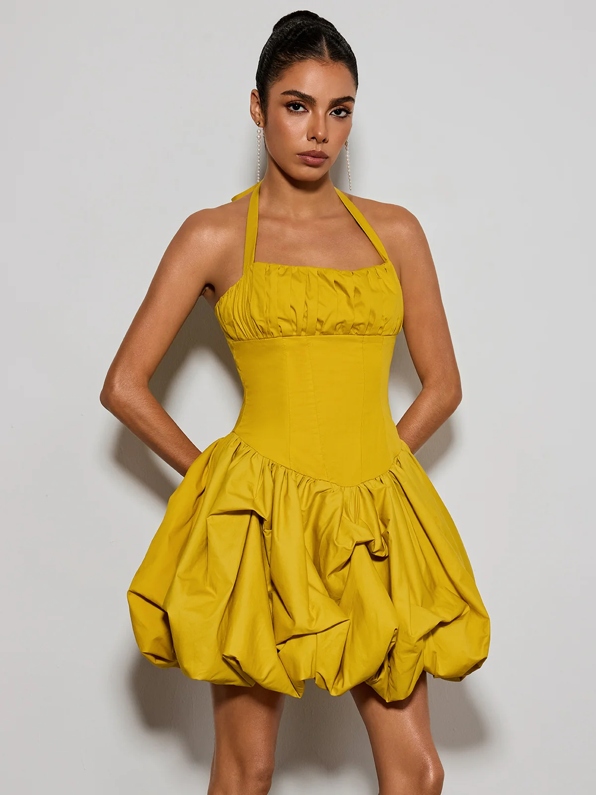 Zevareth Halterneck Bubble Mini Dress