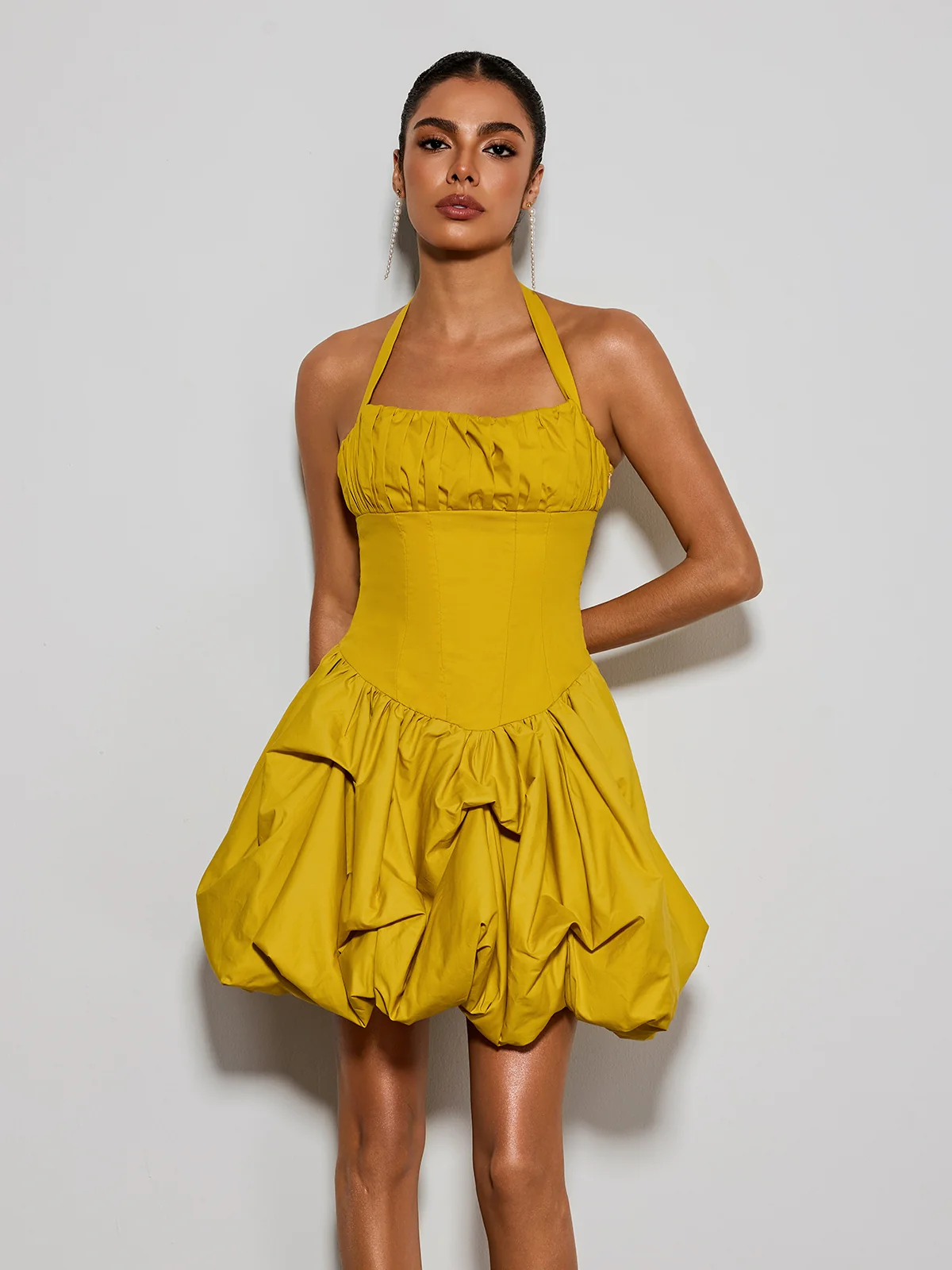 Zevareth Halterneck Bubble Mini Dress - Image 3