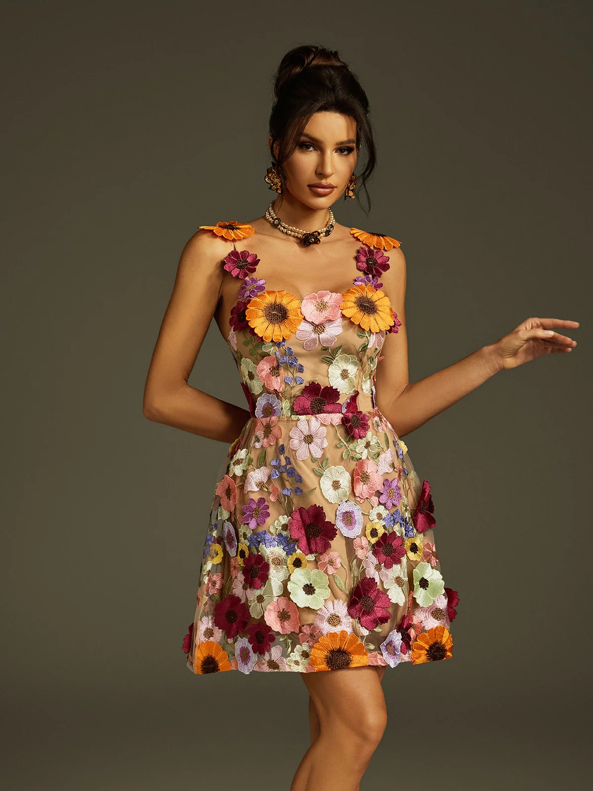 Zorvath Spaghetti Flower Mini Dress - Image 3