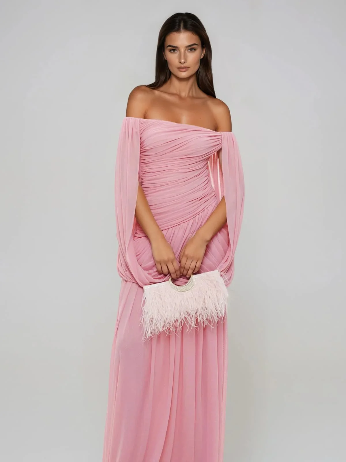 Zoryrin Off Shoulder Mesh Ruched Maxi Dress - Image 2