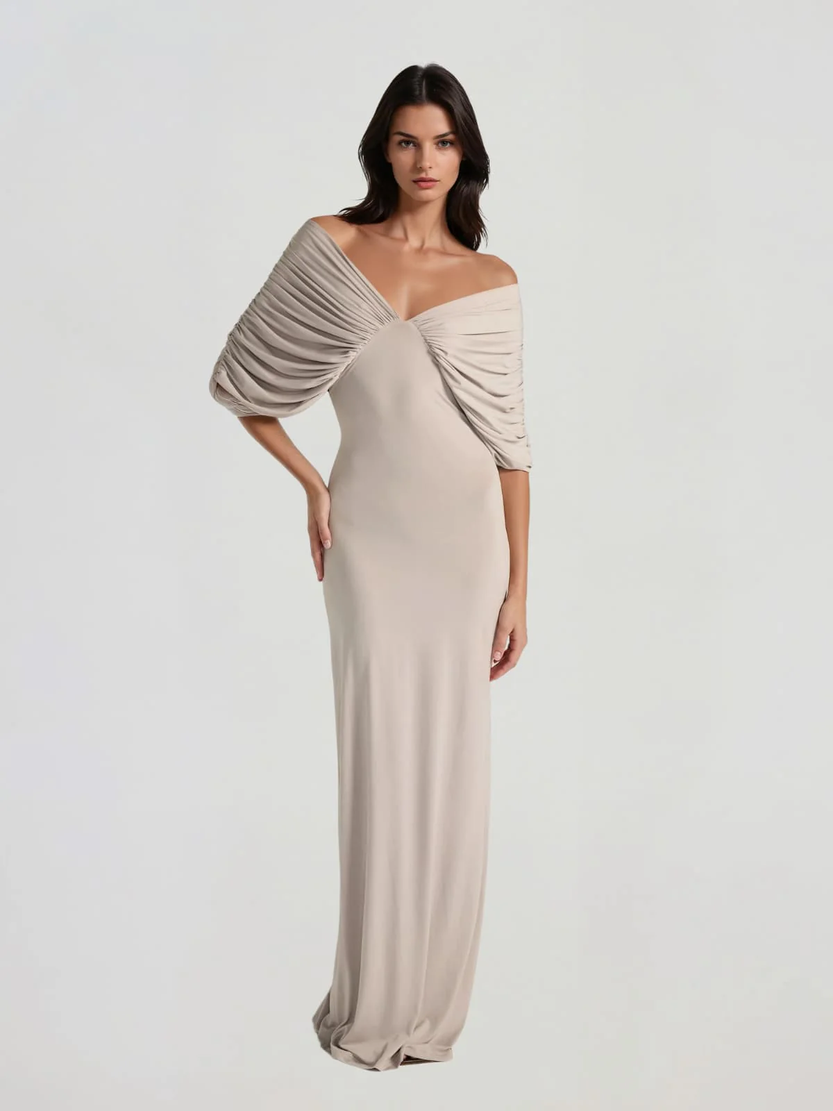 Zythera V Neck Ruched Maxi Dress