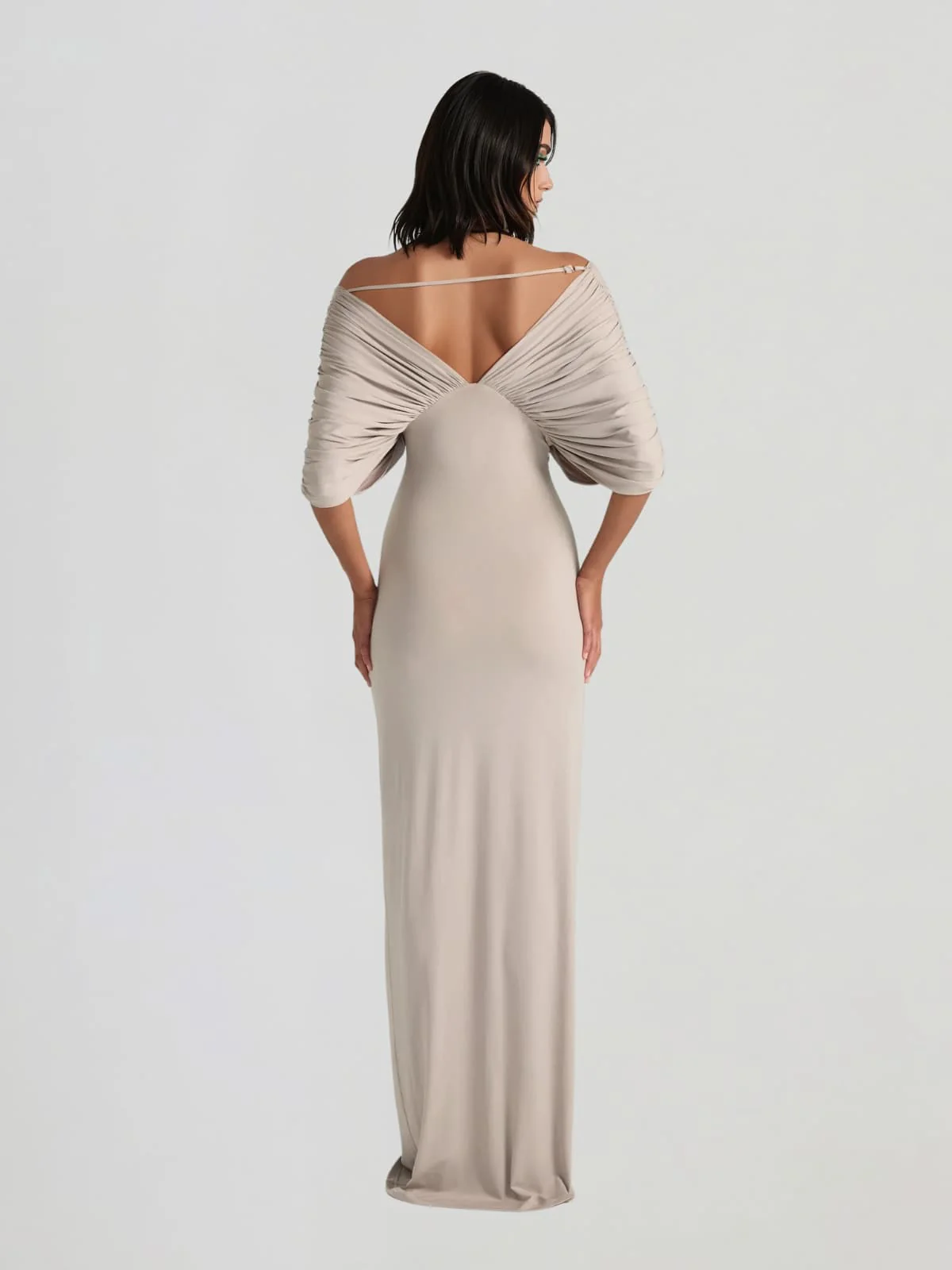 Zythera V Neck Ruched Maxi Dress - Image 4
