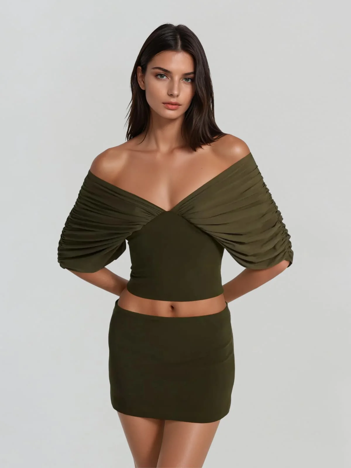 Zythera V Neck Ruched Top