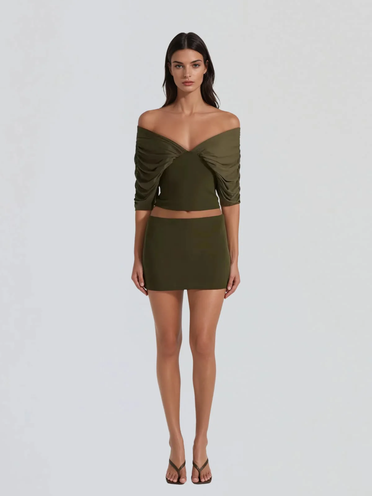 Zythera V Neck Ruched Top - Image 2